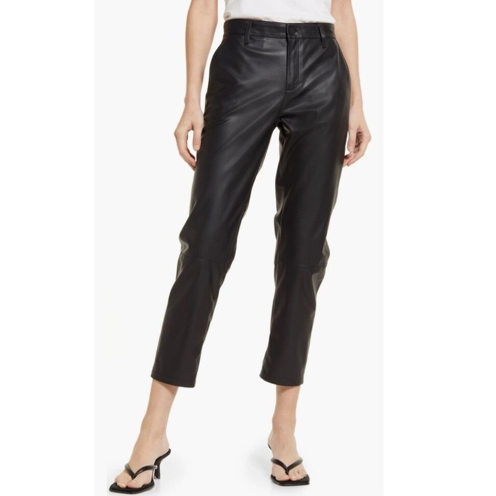 Adriano Goldschmied AG The Caden Faux‎ Leather Tailored Trouser Pants Black 32